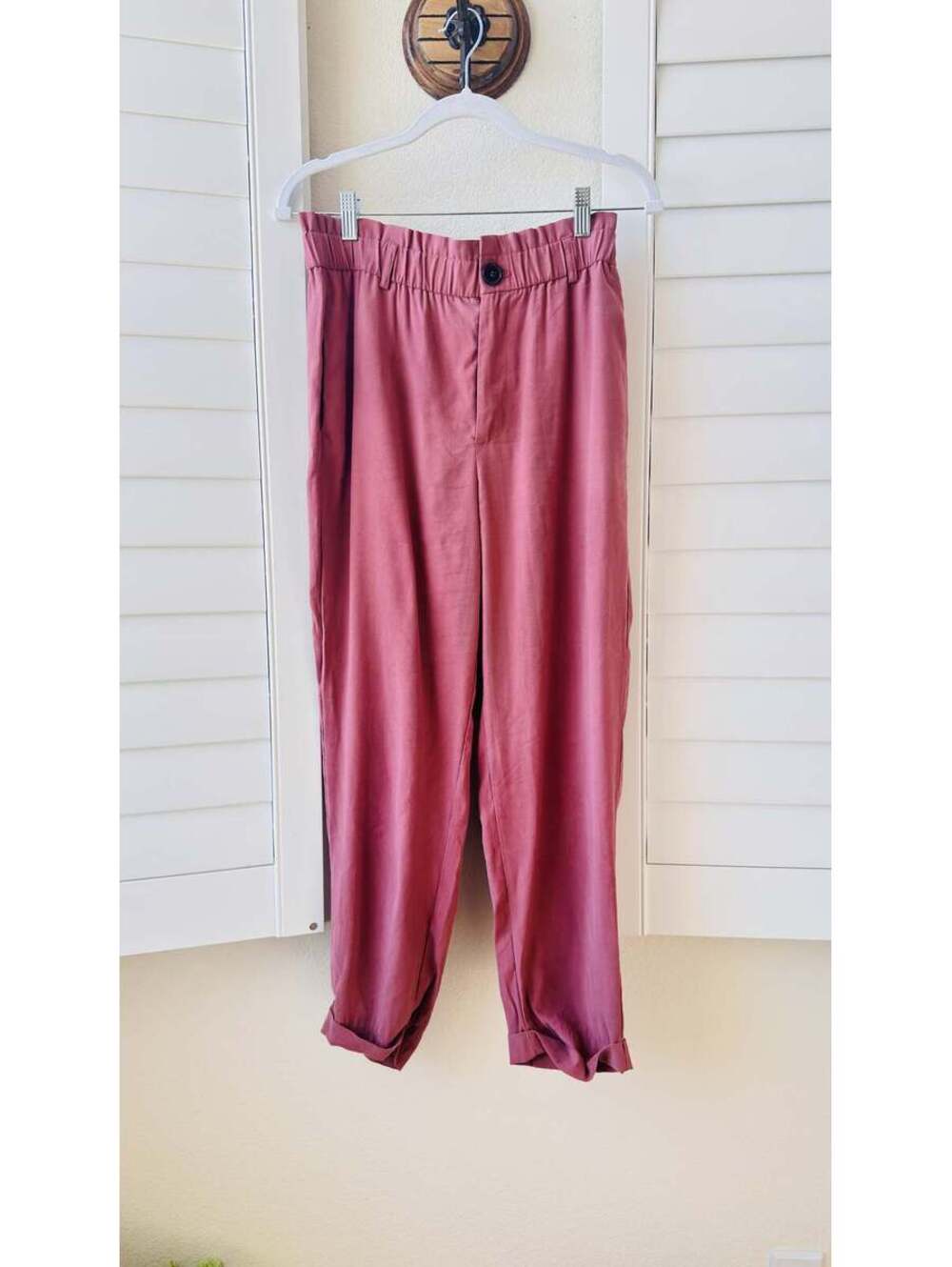 ZARA Dusty Rose Elastic Waist Cuffed Pants Size M